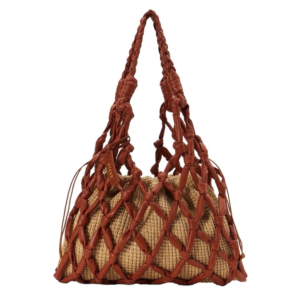 STAUD Hitch Tan Leather Hobo Shoulder Bag